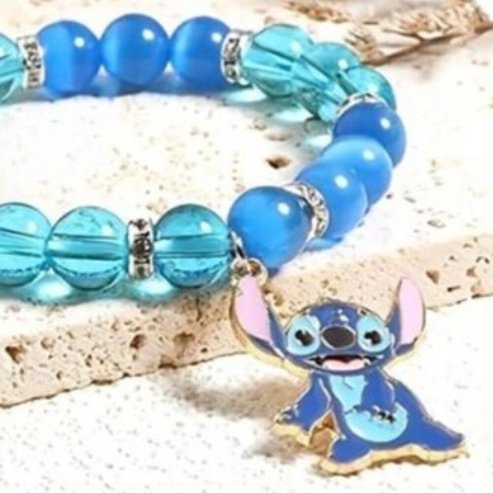 DISNEY Silver & Blue Stitch Charm‎ Bracelet (BRAND-NEW & SO CUTE!) - Picture 3 of 4